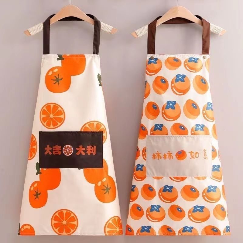 Apron Kitchen Chef Waterproof Oil-Proof Hanging Anti-Fouling Neck Breathable Cartoon Apron Short Apron Clearance Korean Style Apron