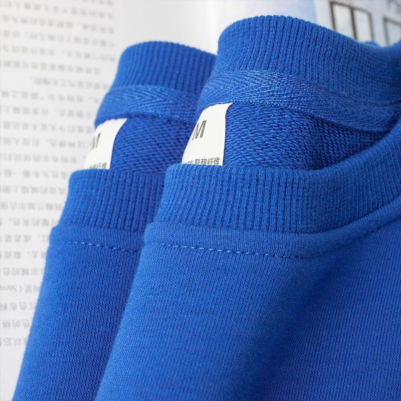 autumn and winter new heavy 280g round neck sweater women‘s long sleeve men‘s and women‘s royal blue all-matching hong kong style top