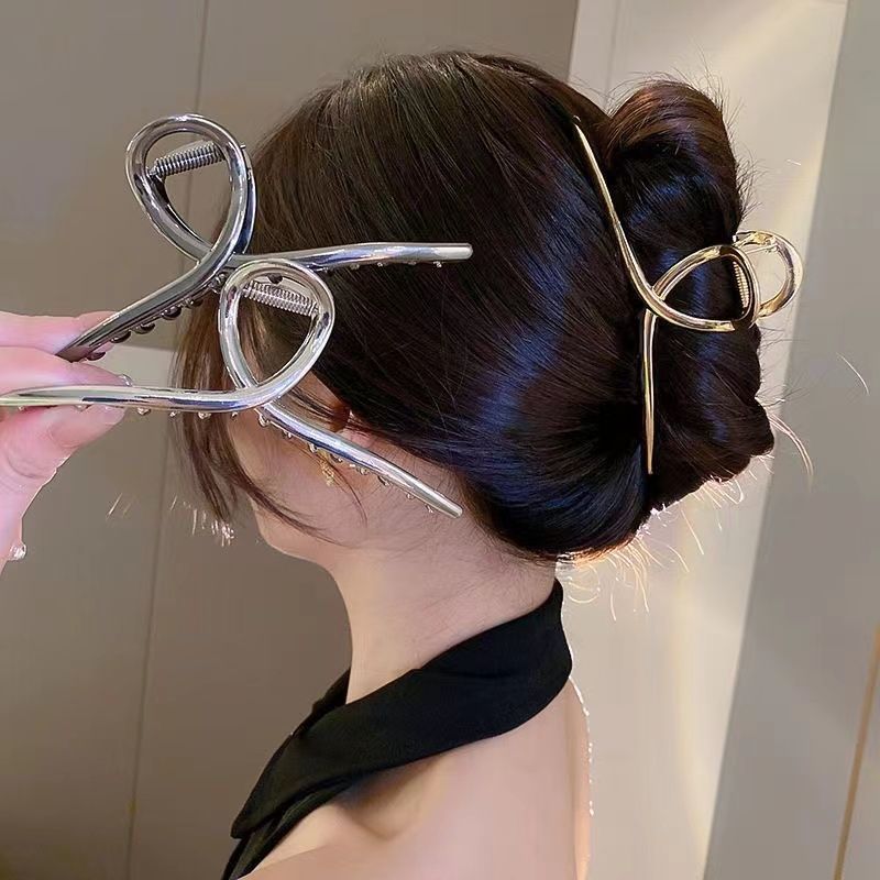 13cm oversized metal grip barrettes back head hair volume more than simple graceful updo shark clip hairware female