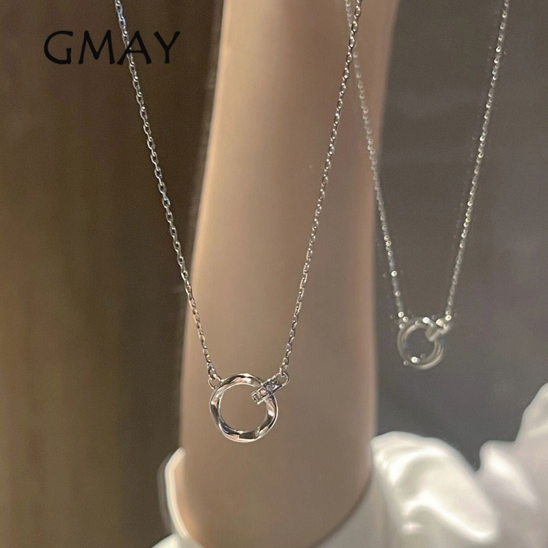 [gmay] 925 sterling silver mobius strip necklace for women light luxury minority 2023 new double ring clavicle chain