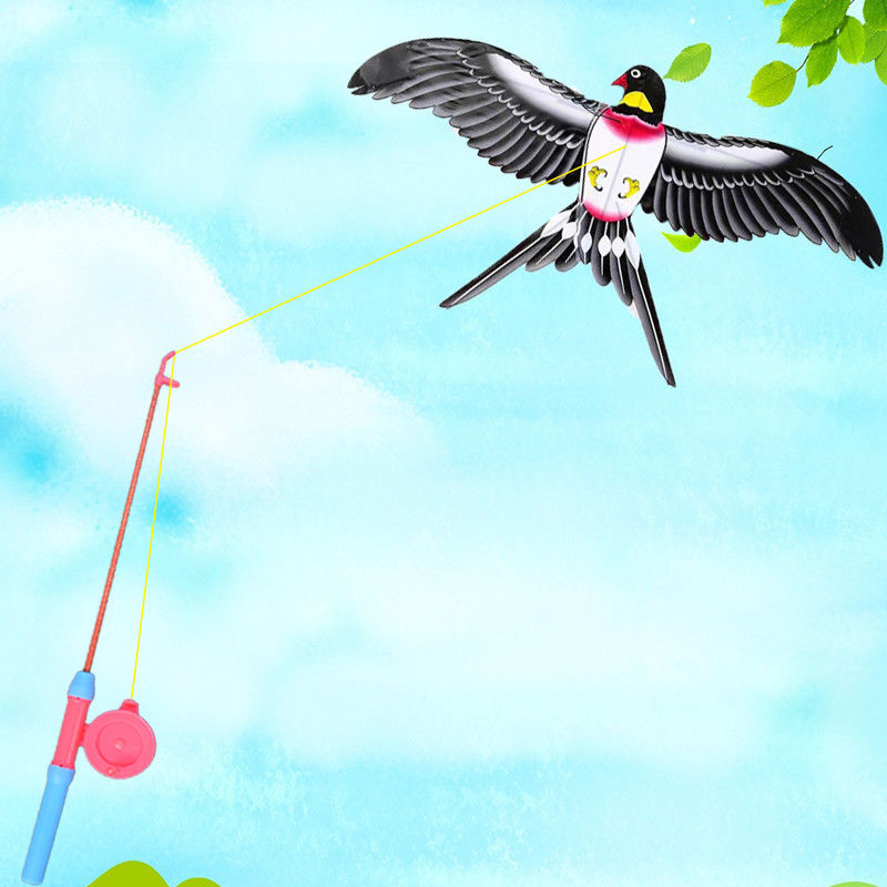 Dynamic Swallow Fishing Rod Kite Children Cartoon Breeze Easy to Fly Fishing Mini Plastic Telescopic Rod Internet Celebrity Bird