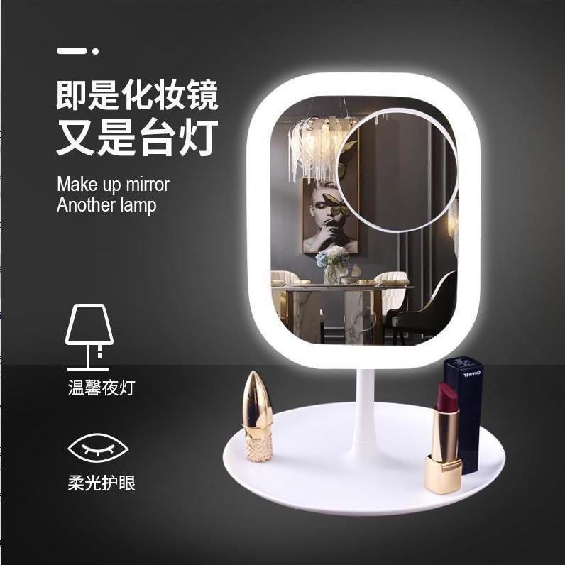 Mirror Makeup Mirror Led Light Desktop Dressing Mirror Household with Light Ins Good-looking Fairy for Student Dormitory
