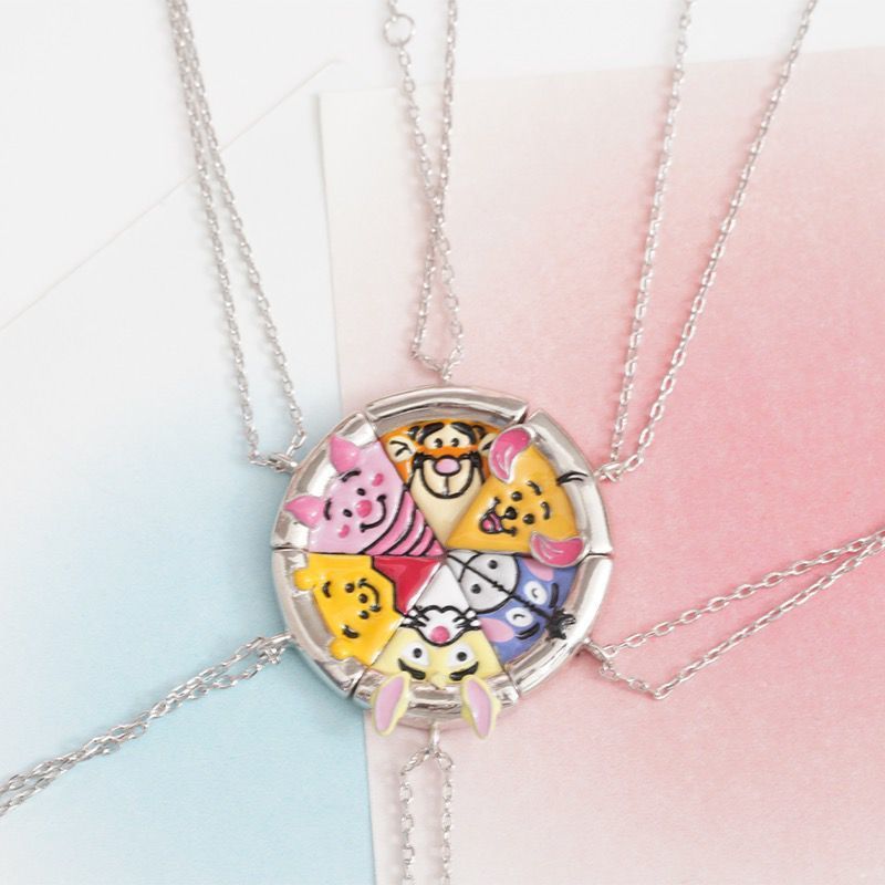 magnetic pizza necklace bear tigger necklace paste for women stickers good-looking cute magnetic besties necklace