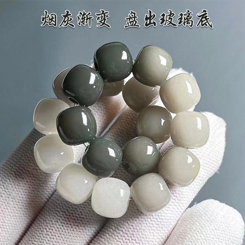 Lingyue Pavilion Natural Bodhi Bracelet Pliable Temperament Student Version Smoky Gray Gradient Bodhi Root Crafts Prayer Beads Bracelet