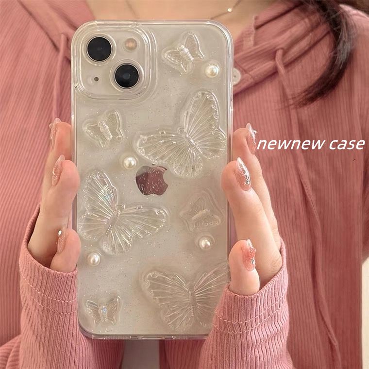 Epoxy Three-Dimensional Butterfly Apple 14 Phone Case 14Promax Female Iphone13 12 11 Advanced Xr Xsmax