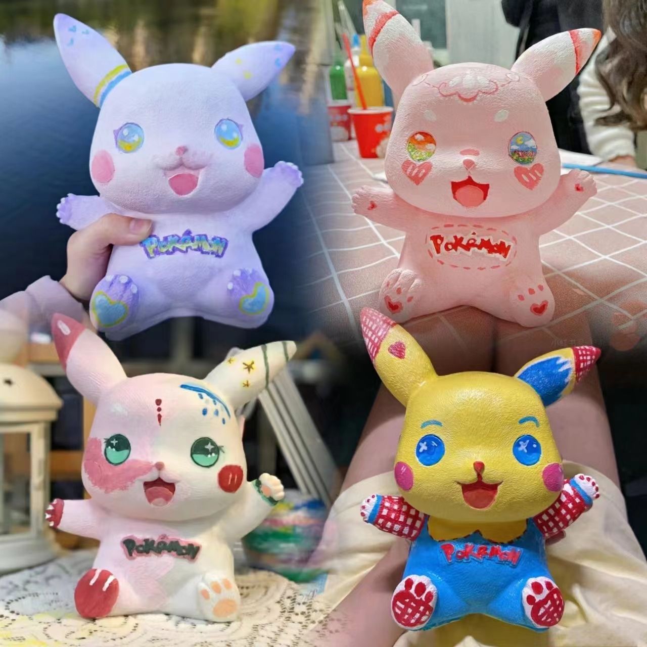 Diy Hand-Painted Vinyl Figurine Clow M Stitch Library Pikachu Coin Bank Graffiti Non-Plaster Doll