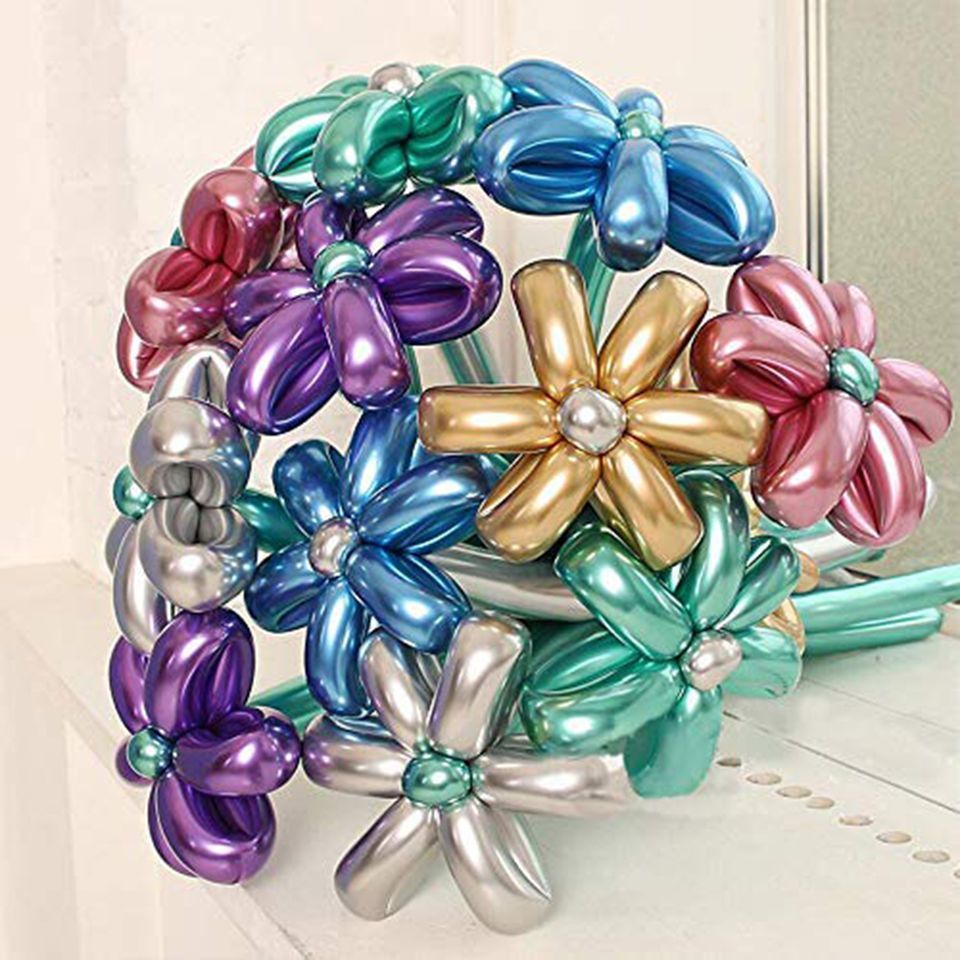 260 Metal Long Balloon Animal Shape Balloon Chrome Gold Silver Rose Blue Purple Green Magic Metal Balloon