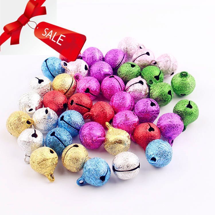 christmas new nice candy color bell frosted wrinkle vacuum word 14mm bell diy ornament accessories