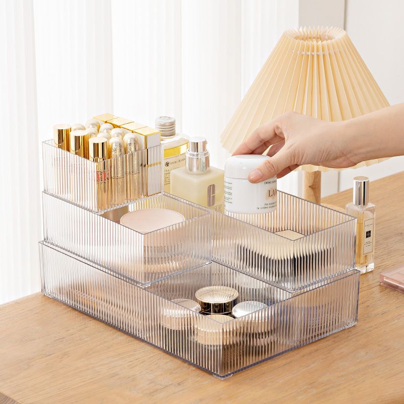 makeup storage box desktop storage organize box drawer built-in grid transparent cosmetic jewelry lipstick storage basket