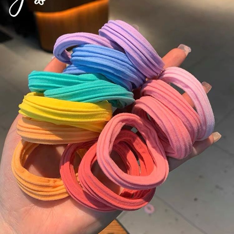 internet celebrity sweet fresh candy color high elastic non-joint hair band south korea daily base rubber band hair rope hair rope for women