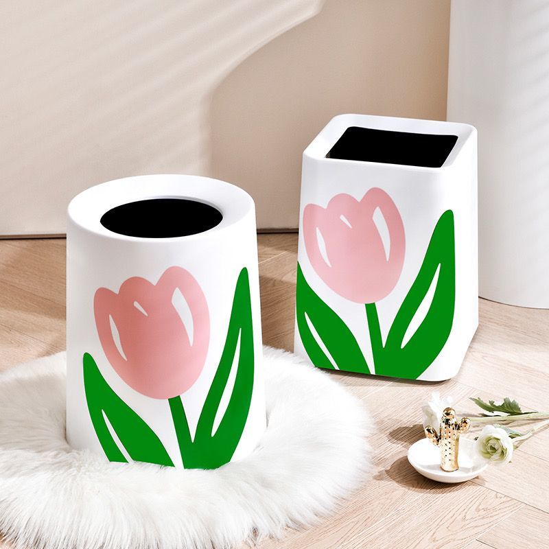 Ins Style Tulip Trash Can Good-looking Home Living Room Bedroom Kitchen Bathroom Nordic Dormitory Bedroom