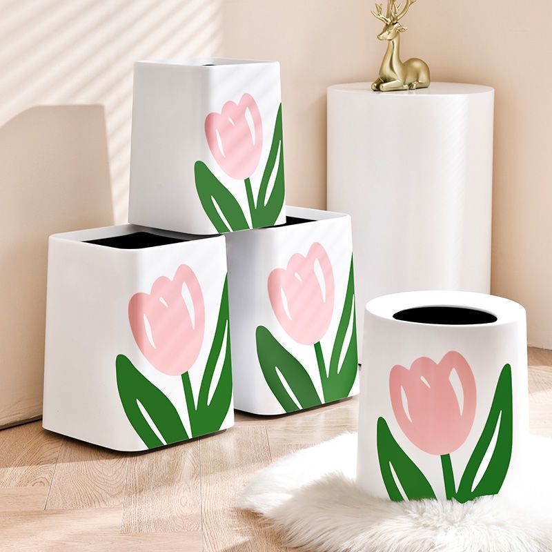 Ins Style Tulip Trash Can Good-looking Home Living Room Bedroom Kitchen Bathroom Nordic Dormitory Bedroom
