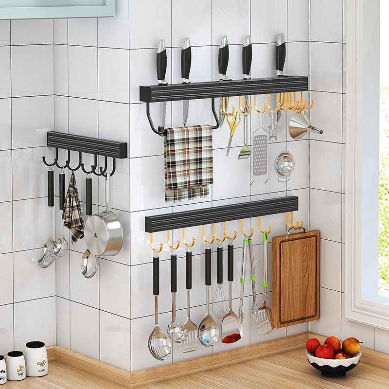 Punch-Free Kitchen Hook Rack Strong Adhesive Sticky Hook Wall-Mounted Hanging Rod Wall Shelf Storage Rack