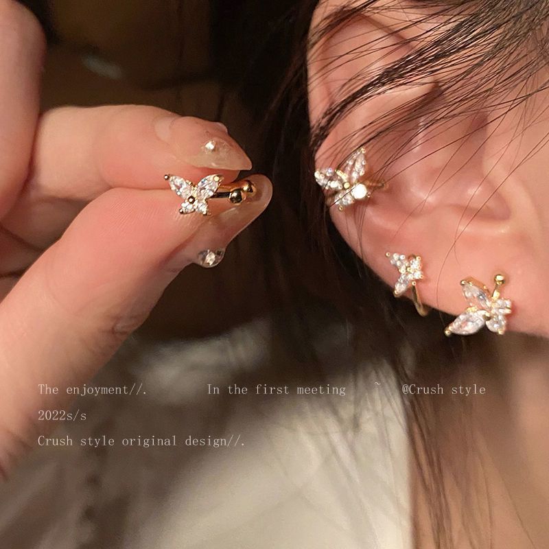 Exquisite Butterfly Non-Piercing Ear Clip Women's Summer 2023 New Light Luxury Ear Clip Temperamental Minority High-Grade Earrings