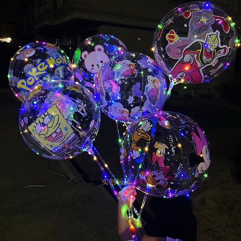 new cartoon printing luminous wave ball colorful flash animal balloon internet celebrity stall children‘s toys wholesale