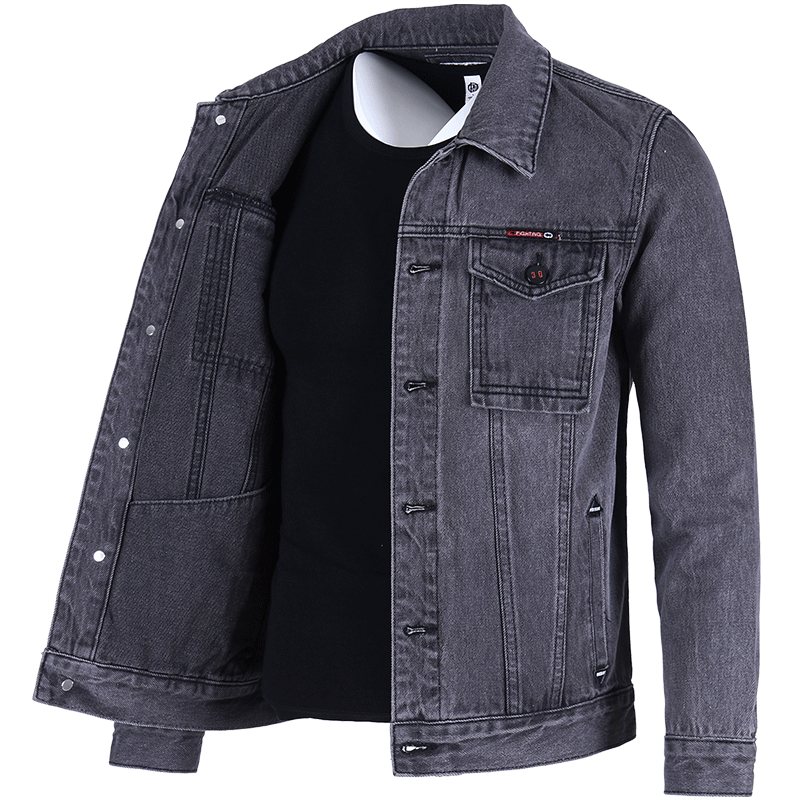 spring and autumn new denim jacket men‘s youth fashion all-match black and gray lapel men‘s jacket casual top fashion