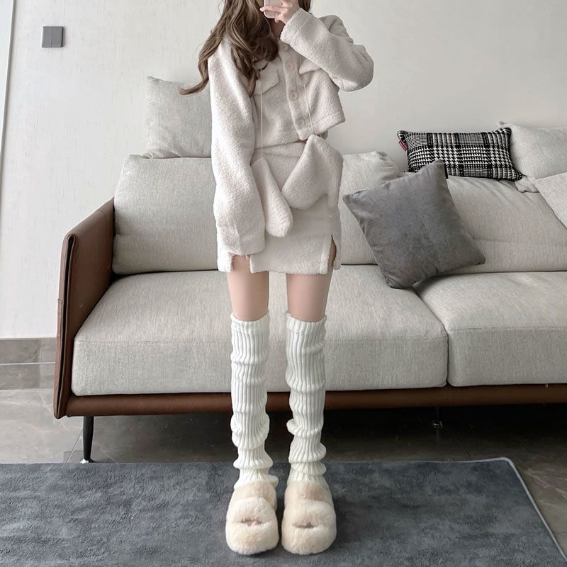 Bunching Socks Autumn and Winter over-the-Knee Elephant Cotton Socks Millennium Hot Girl Harajuku Style Wool Knitted Leg Warmers Japanese JK Lengthened