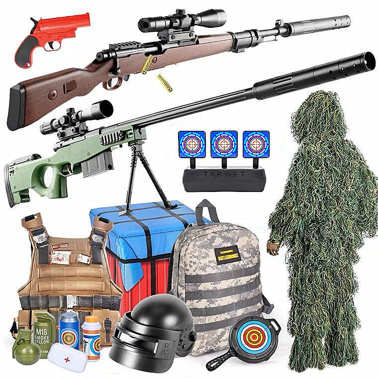 children‘s soft bullet gun awm pubg equipment simulation full set of electric sound and light 98k rifle sniper grab boy gun toy