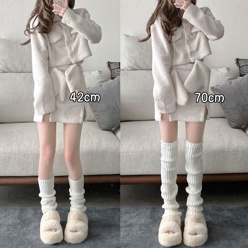 Bunching Socks Autumn and Winter over-the-Knee Elephant Cotton Socks Millennium Hot Girl Harajuku Style Wool Knitted Leg Warmers Japanese JK Lengthened
