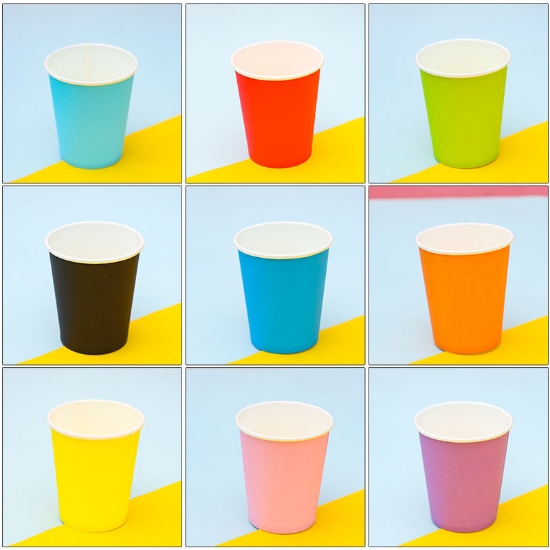 Disposable Color Paper Cup Kindergarten Diy Handmade Environment Creation Red Yellow Early Education Children Solid Color Cup