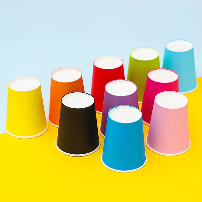 Disposable Color Paper Cup Kindergarten Diy Handmade Environment Creation Red Yellow Early Education Children Solid Color Cup