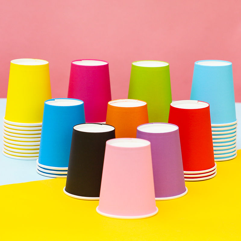 Disposable Color Paper Cup Kindergarten Diy Handmade Environment Creation Red Yellow Early Education Children Solid Color Cup