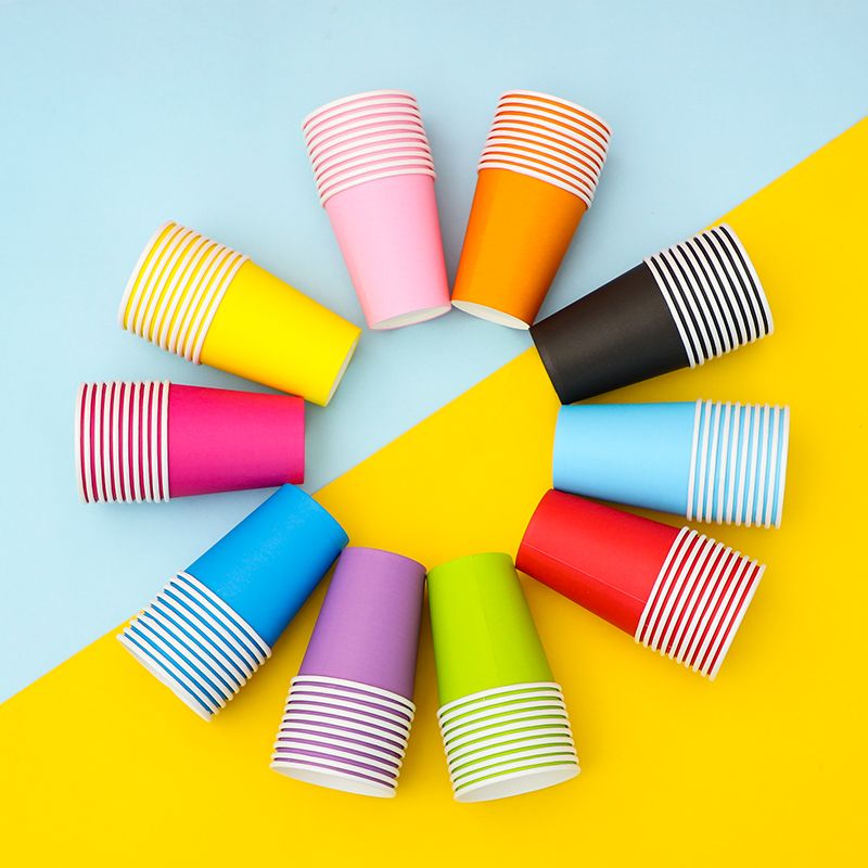 Disposable Color Paper Cup Kindergarten Diy Handmade Environment Creation Red Yellow Early Education Children Solid Color Cup