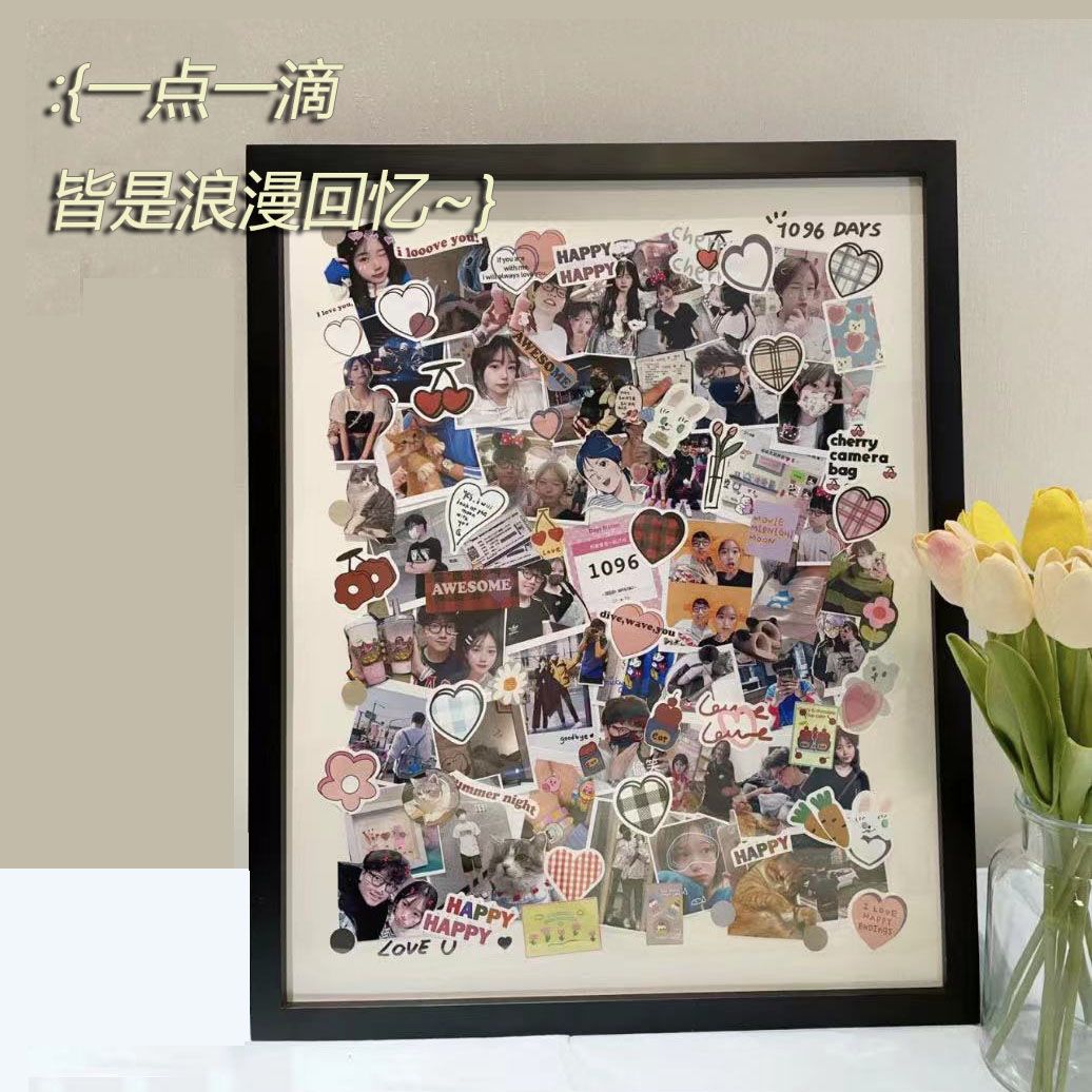 Xiaohongshu Gift Couple Diy Photo Frame Handmade Wall Mounted Picture Frame Polaroid Photo Wall Anniversary Photo Frame