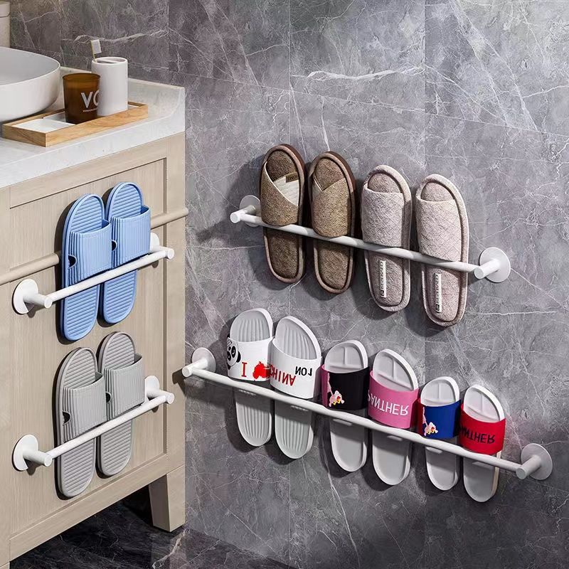 Punch-Free Toilet Bathroom Slipper Rack behind the Wall Door Shoe Rack Wall-Mounted Indoor Home Shoe Storage Fantastic