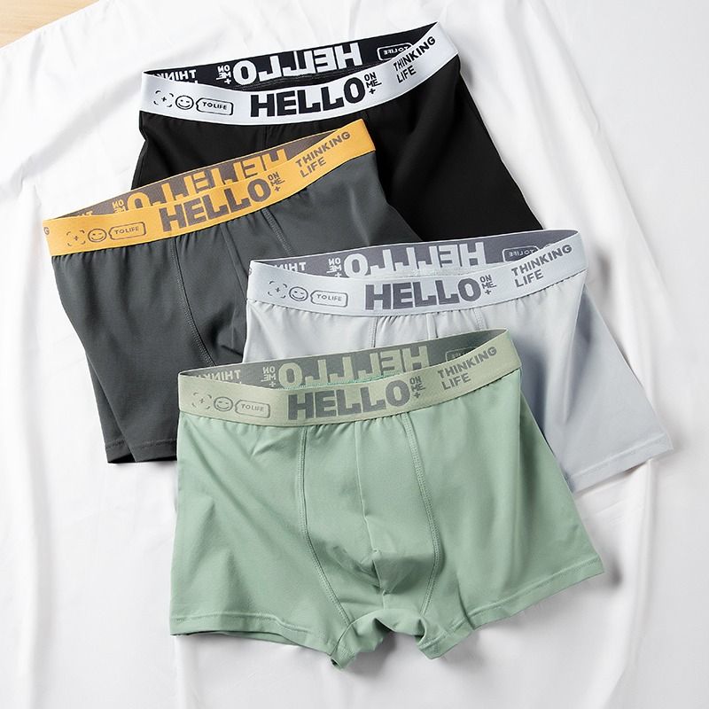 [Nanjiren] Men's Underwear Men's Pure Cotton Ice Silk Antibacterial Boxer Shorts Four-Corner Adult Short Underwear Head Student Male