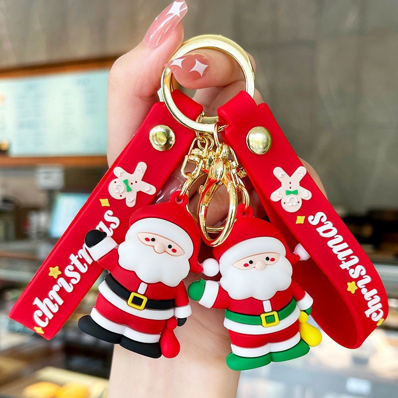 new christmas keychain female cute santa snowman doll male schoolbag pendant couple christmas gift