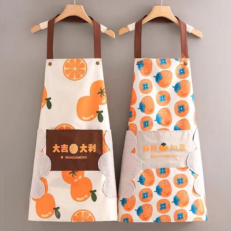 Apron Kitchen Chef Waterproof Oil-Proof Hanging Anti-Fouling Neck Breathable Cartoon Apron Short Apron Clearance Korean Style Apron