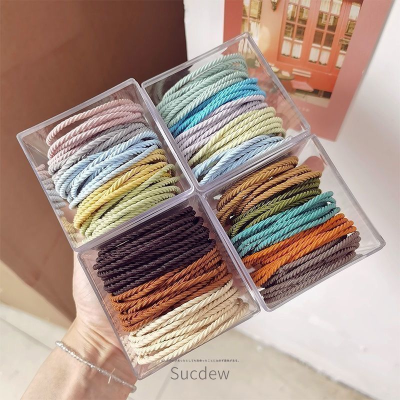 milk tea color thread rubber band boxed high elastic color rubber band hair rope durable hair binding simple headband