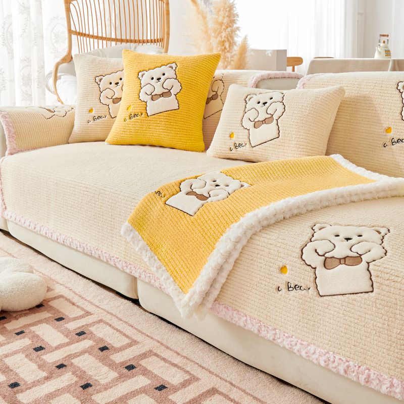 jacquard velvet sofa cushion winter cartoon simple sofa cover cover 2022 new warm plush sofa cover towel winter