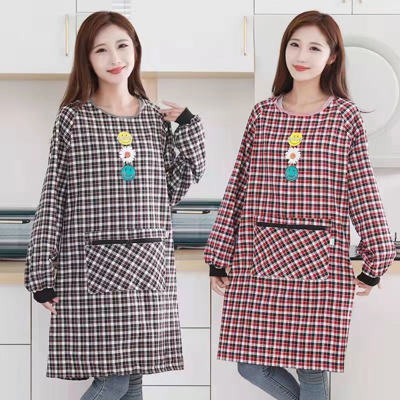 Cotton Apron Long Sleeve Coverall Kitchen Home Cooking New Oil-Proof Men's and Women's Young Western Style Work Clothes