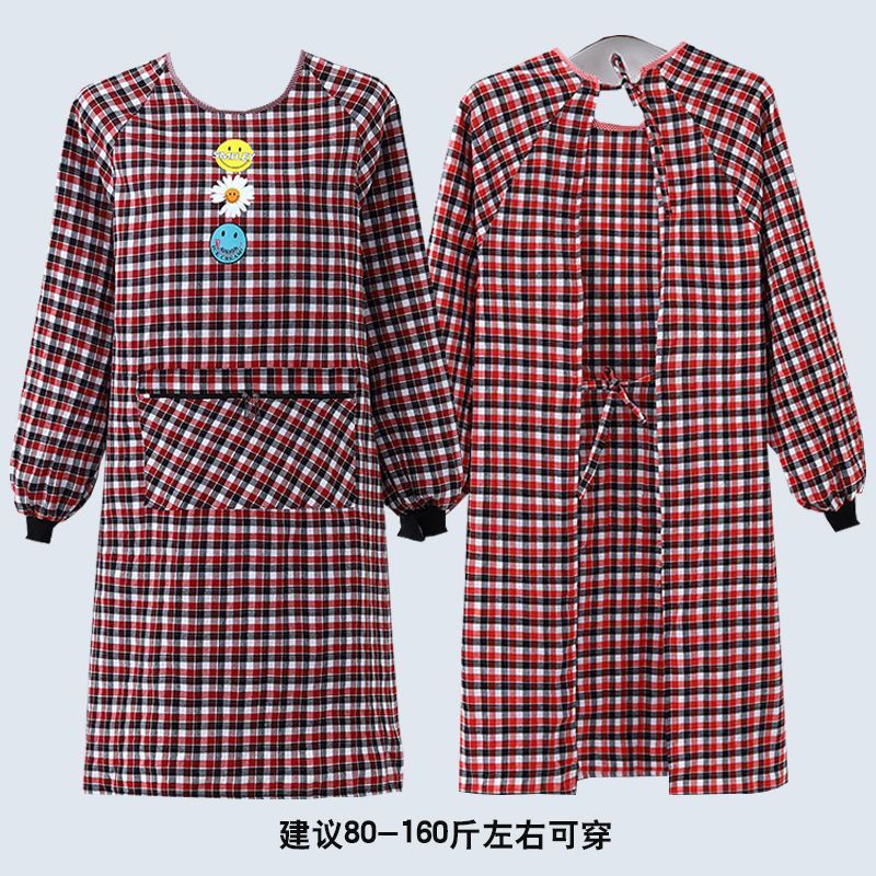 Cotton Apron Long Sleeve Coverall Kitchen Home Cooking New Oil-Proof Men's and Women's Young Western Style Work Clothes