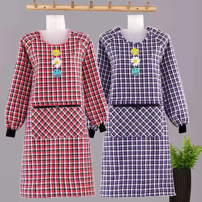 Cotton Apron Long Sleeve Coverall Kitchen Home Cooking New Oil-Proof Men's and Women's Young Western Style Work Clothes