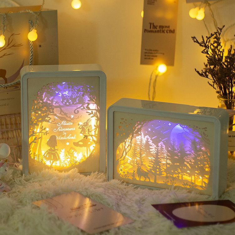 3d mirror paper-cut light box makeup small night lamp creative birthday gift for girls girlfriends niche senior lover