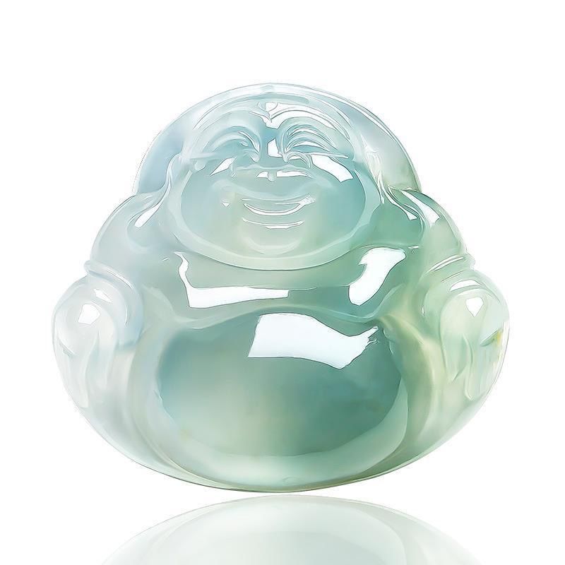 [With Certificate] High-End Feitsui Buddhle Sculpture Male Ice-like Smiling Buddha Jade Maitreya Buddha Jade Buddha Statue Pendant Female Real Jade Necklace