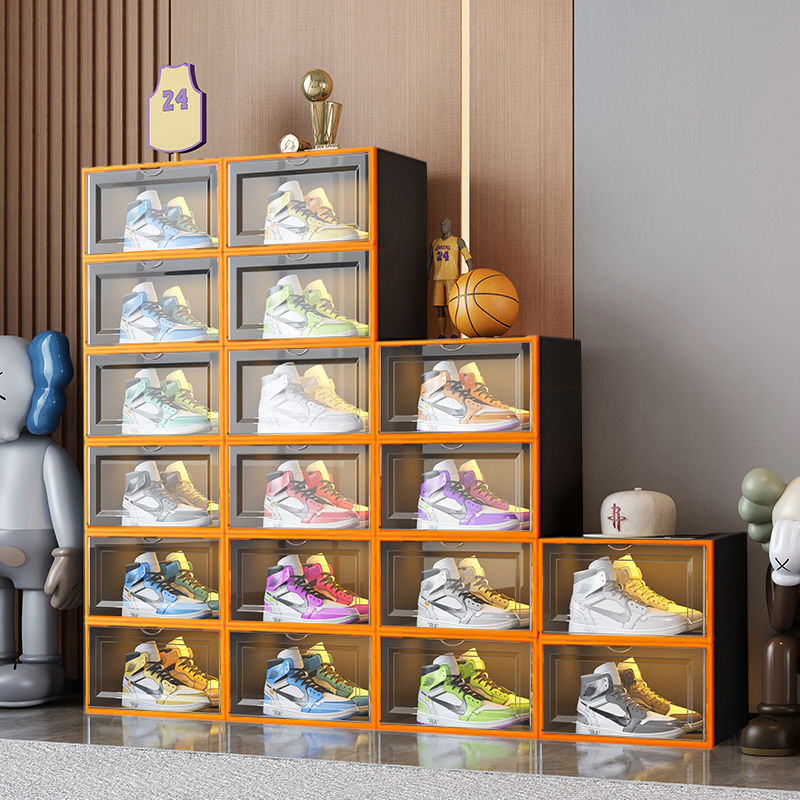 transparent shoe box multi-functional ball shoe rack shoe cabinet multi-layer plastic storage box anti-oxidation clamshell internet hot shoes wall