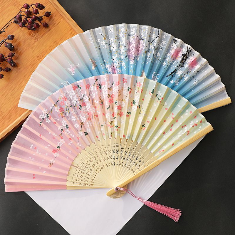 fan ancient style classical dance summer cheongsam decoration small folding fan tear-proof salmon dance female han costume handheld