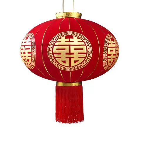 Plug-in-Free Lantern at the Gate Wedding Long Brush Holder Lantern Outdoor Fu Character Red Lantern New New Year High-End Lantern