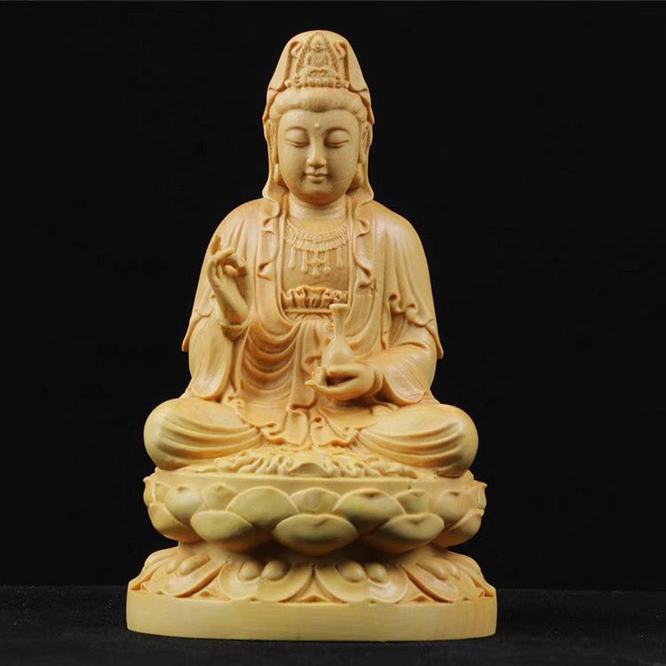 arborvitae wood carving guanyin ornaments wood carving solid wood offering home ornaments desktop decoration car crafts crafts