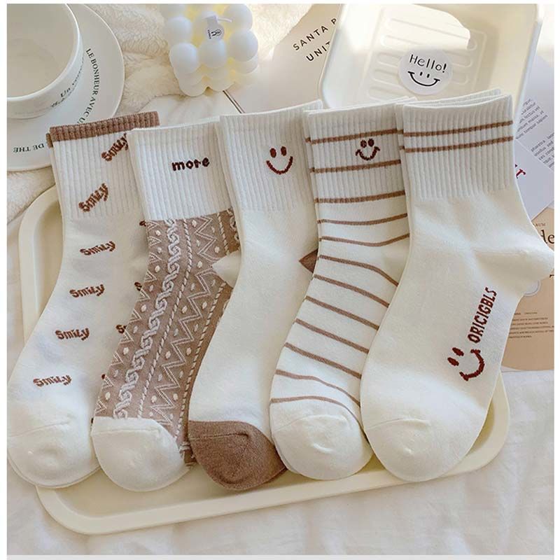 spring and summer socks women‘s mid tube stockings ins fashionable all-matching korean college style sweat absorbing and deodorant cute good-looking student