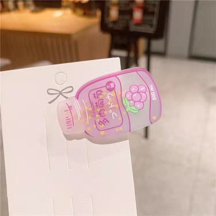 Large Frosted Milk Tea Drink Barrettes Cute Student Small Hairpin Girly Sweet Duckbill Clip Beverage Bottle Soda