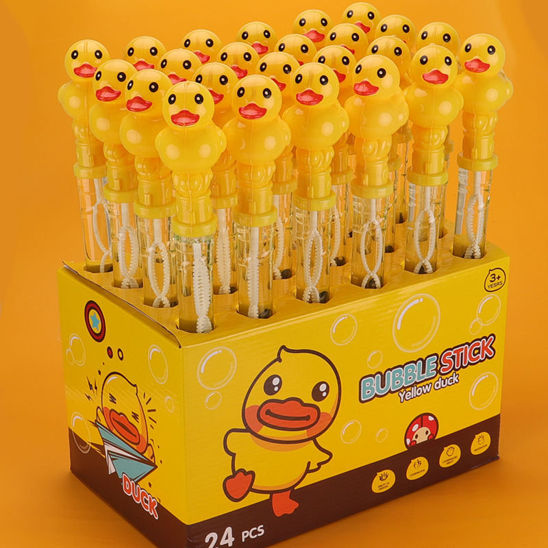 wholesale small yellow duck bubble wand toy luminous stall supply duck bubble machine night market hot sale blow bubble wand