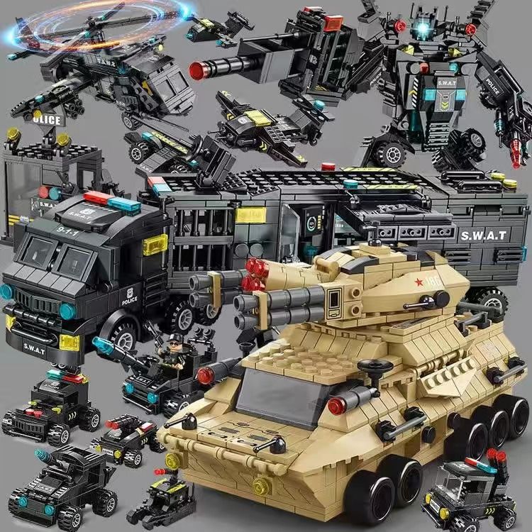 Compatible with Lego Military Aviation Battleship Building Blocks Special Police Small Particle Assembly Toy Educational Boys Birthday Gift