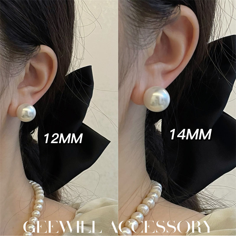 blogger feve_r same style big pearl round high quality french retro non-pierced mosquito coil ear clip ear studs female