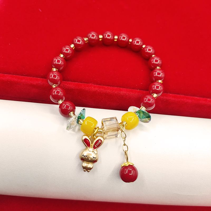 New Year Christmas Rabbit Year Little Bunny Bracelet 2023 New Red Bead Internet Celebrity Year of Fate Bracelet Female Chinese Style Cute