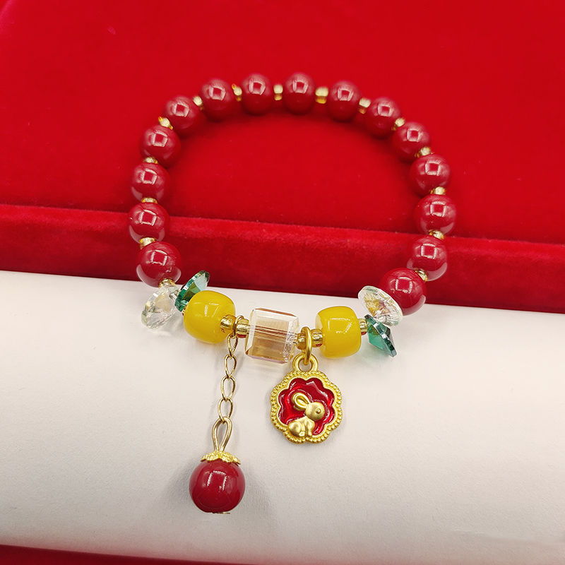 New Year Christmas Rabbit Year Little Bunny Bracelet 2023 New Red Bead Internet Celebrity Year of Fate Bracelet Female Chinese Style Cute